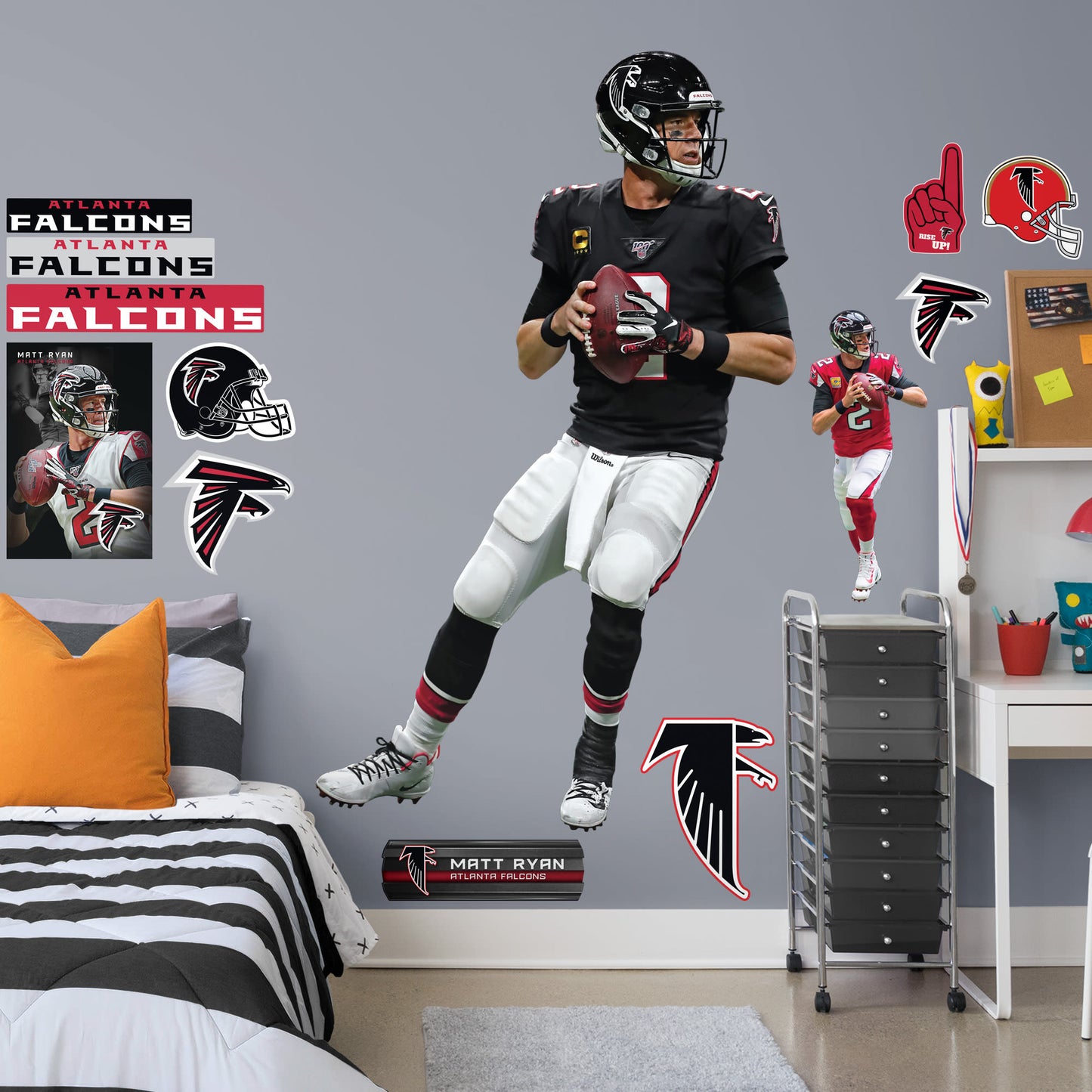 Atlanta Falcons: Matt Ryan Throwback        - Officially Licensed NFL Removable Wall   Adhesive Decal