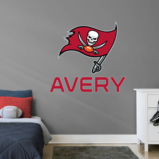 Tampa Bay Buccaneers:   Stacked Personalized Name Red Text PREMASK        - Officially Licensed NFL Removable     Adhesive Decal