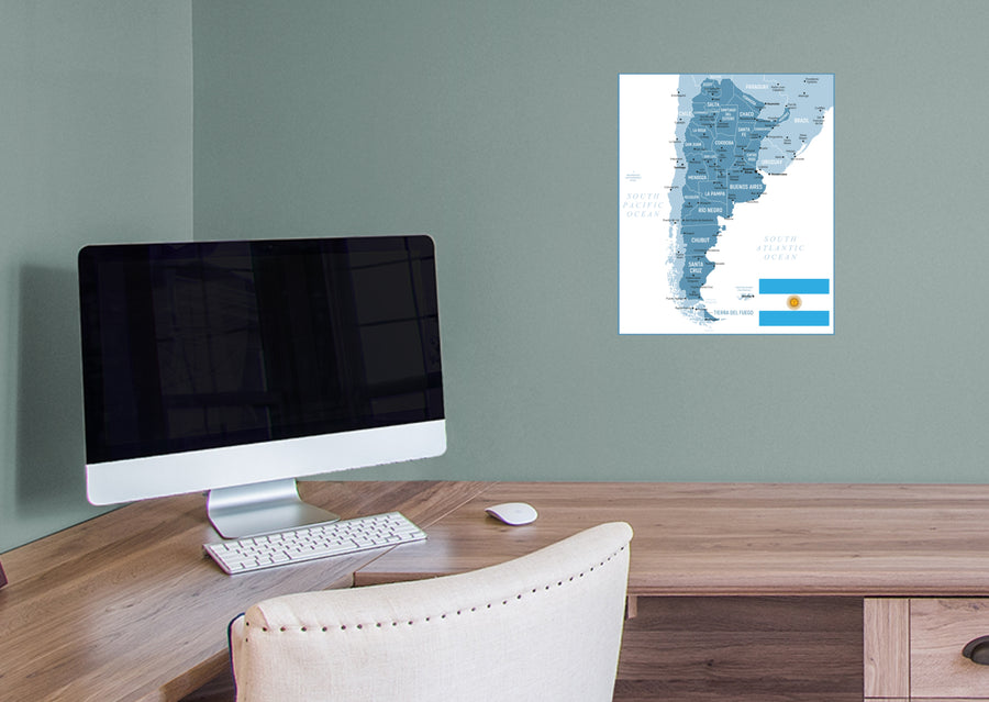 Maps of South America: Argentina Mural        -   Removable     Adhesive Decal