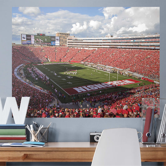 U of Wisconsin: Wisconsin Badgers Camp Randall Stadium Cover View Mural        - Officially Licensed NCAA Removable Wall   Adhesive Decal