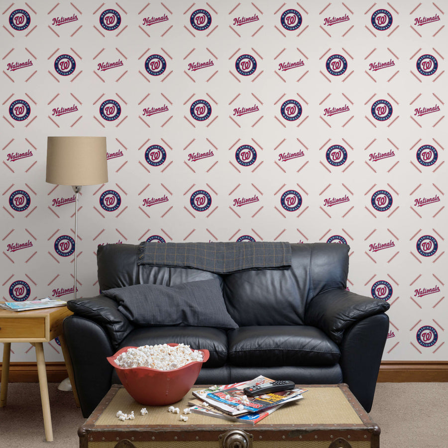 Washington Nationals - Stitch Pattern - Peel & Stick Wallpaper - Official MLB - Reusable Vinyl Wall Decals