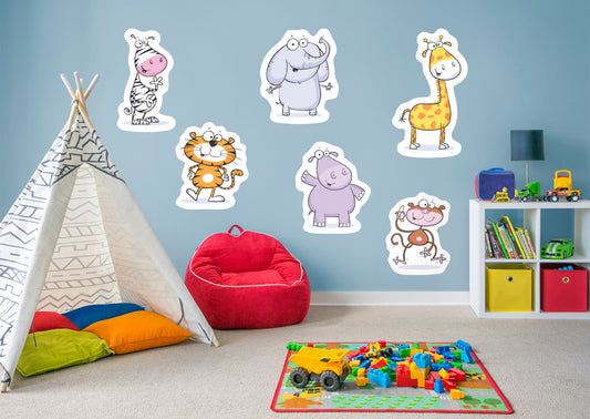 Jungle:  Funny Animals Collection        -   Removable Wall   Adhesive Decal