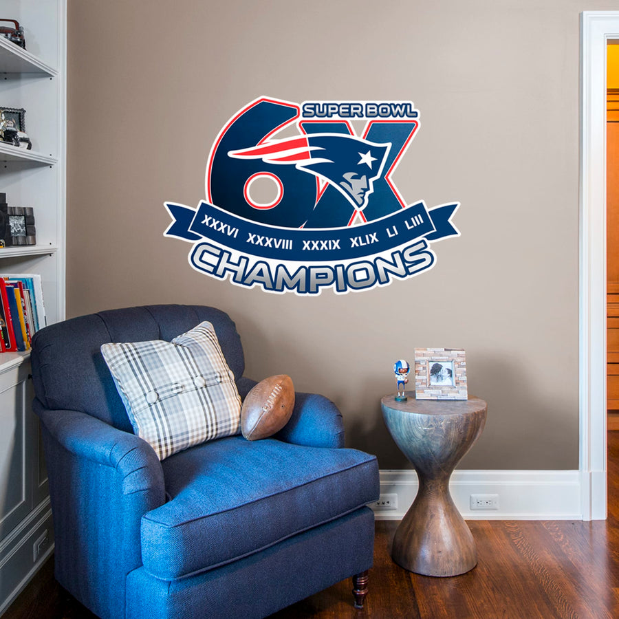 New England Patriots - RealBig 6x Super Bowl Champions Collection - Official NFL - Reusable Vinyl Wall Decals