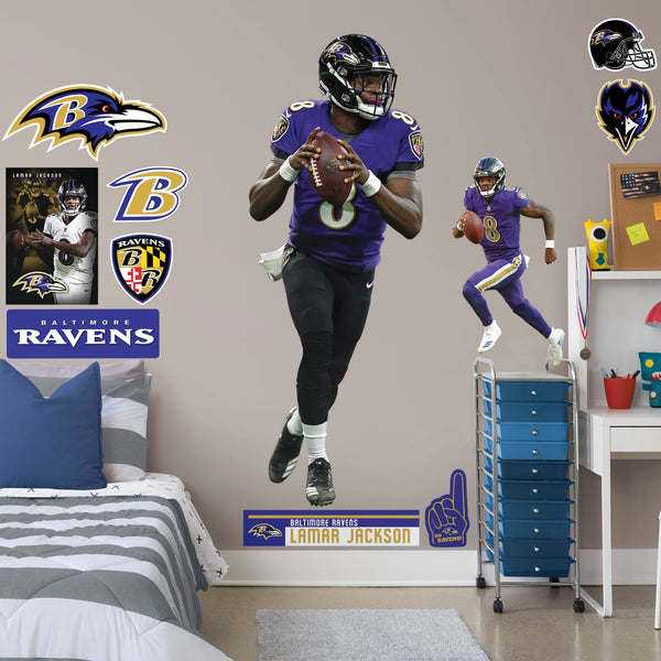 Lamar Jackson Baltimore Ravens Purple Jersey Football Fathead Style Wall  Decal Sticker