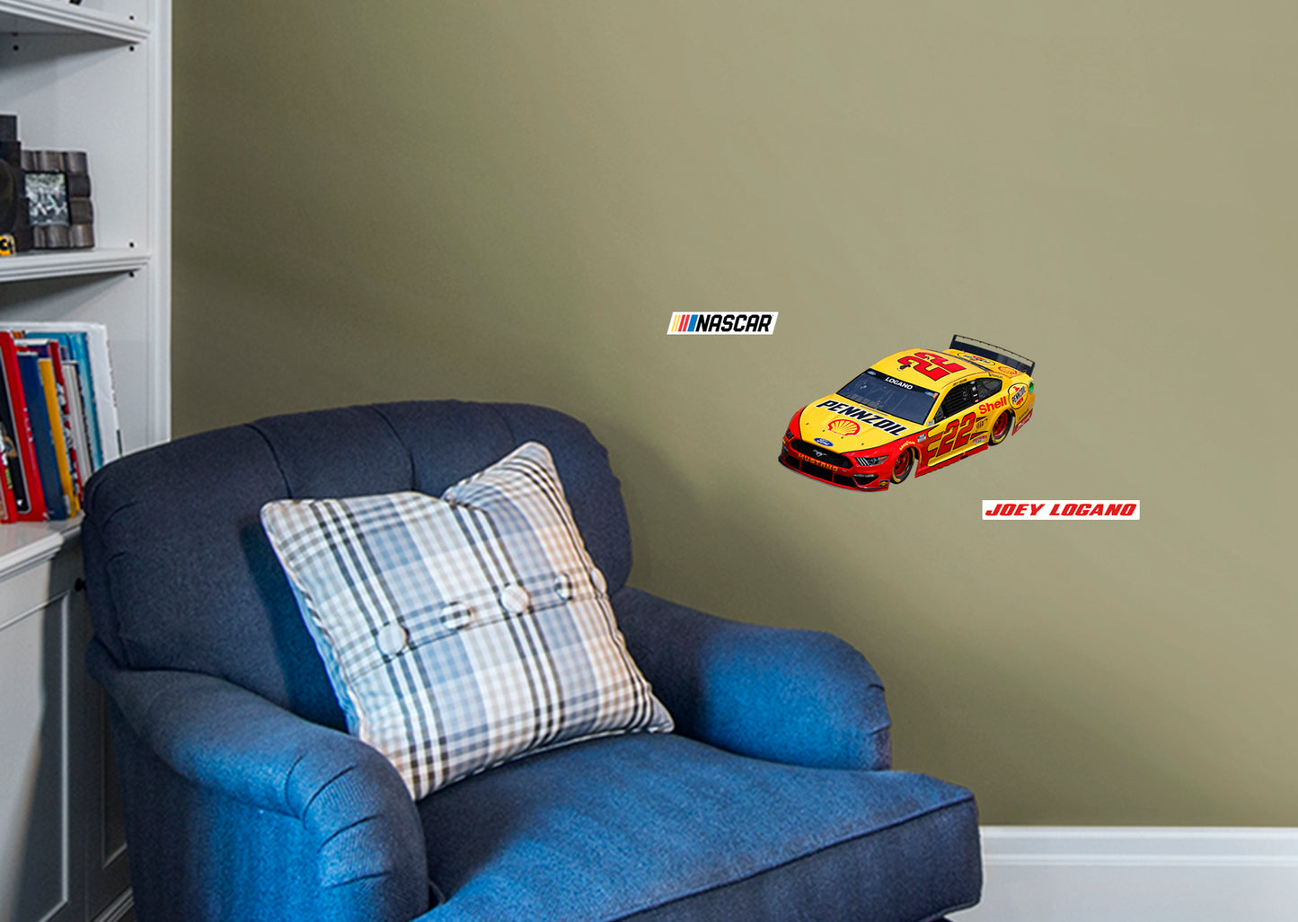 Joey Logano - RealBig Shell Pennzoil Car Collection - Official NASCAR - Reusable Vinyl Wall Decals