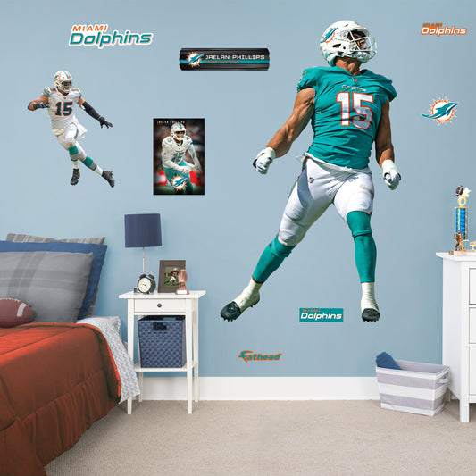 Miami Dolphins: Jaelan Phillips         - Officially Licensed NFL Removable     Adhesive Decal