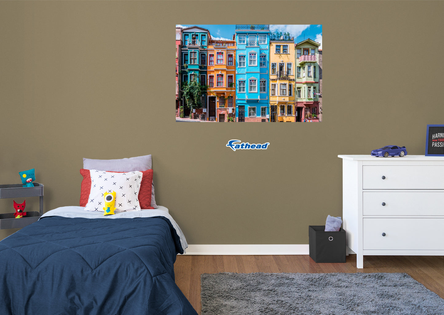 Generic Scenery: Colored Houses Poster        -   Removable     Adhesive Decal
