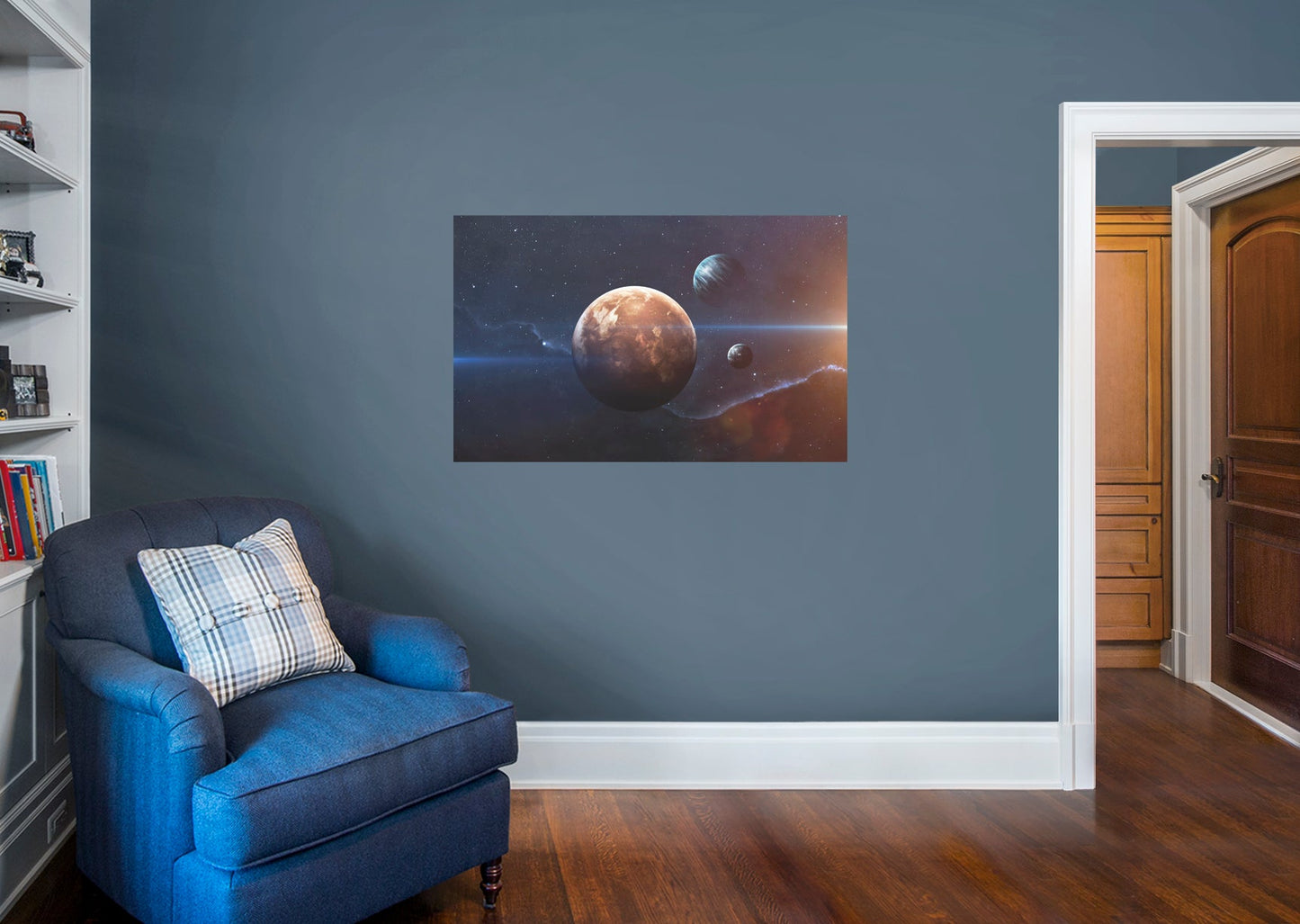 Planets: Three Planets Mural        -   Removable     Adhesive Decal