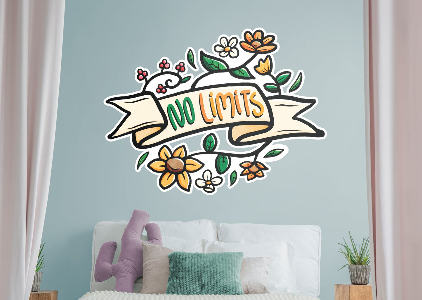 No Limits Floral Banner        - Officially Licensed Big Moods Removable     Adhesive Decal