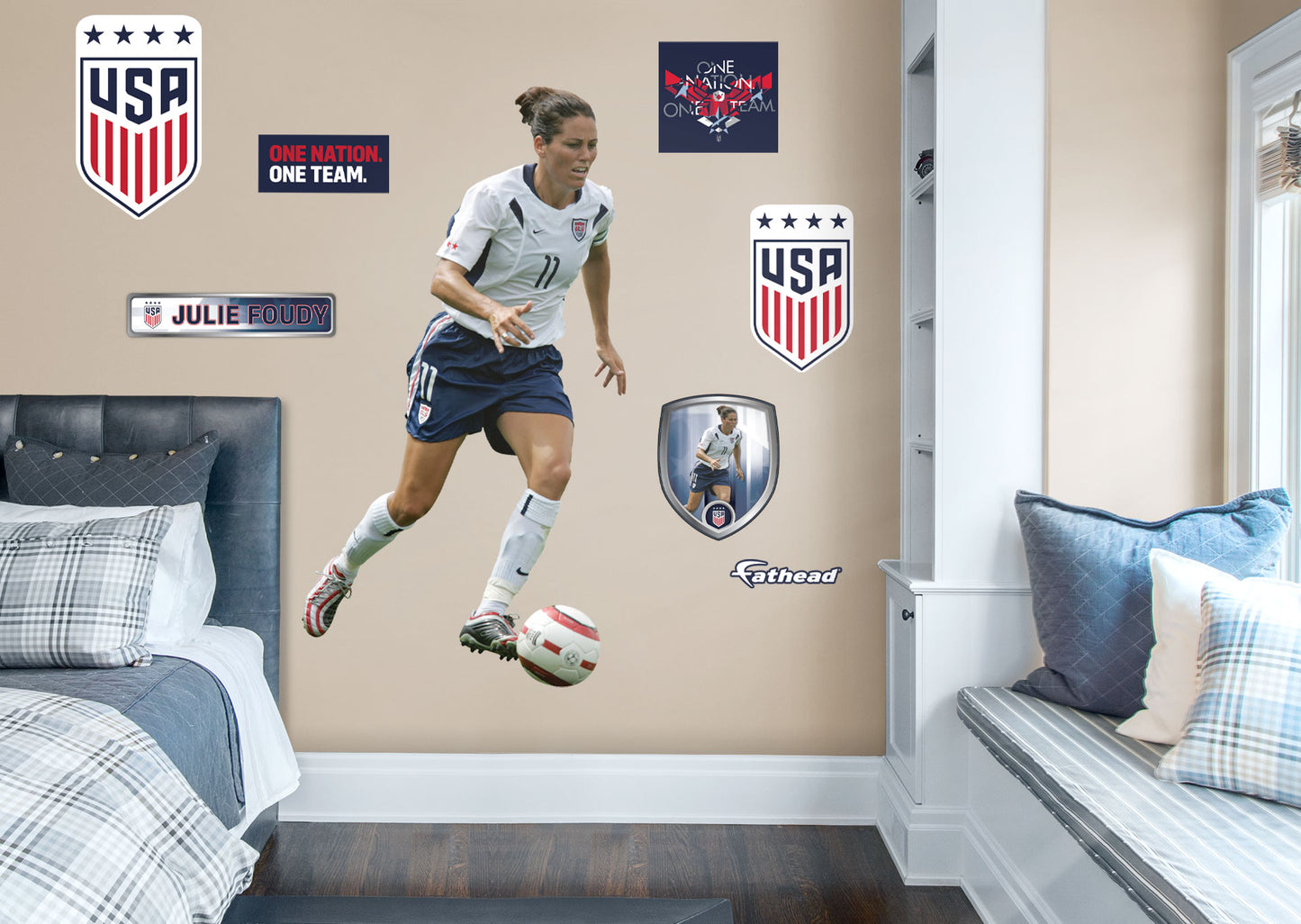 Julie Foudy RealBig        - Officially Licensed USWNT Removable Wall   Adhesive Decal