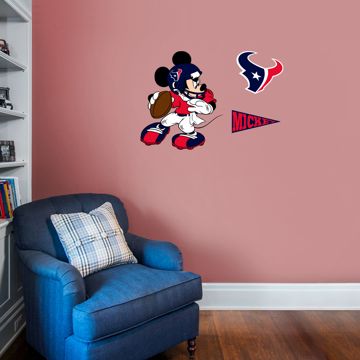 Houston Texans: Mickey Mouse - Officially Licensed NFL Removable Adhesive Decal