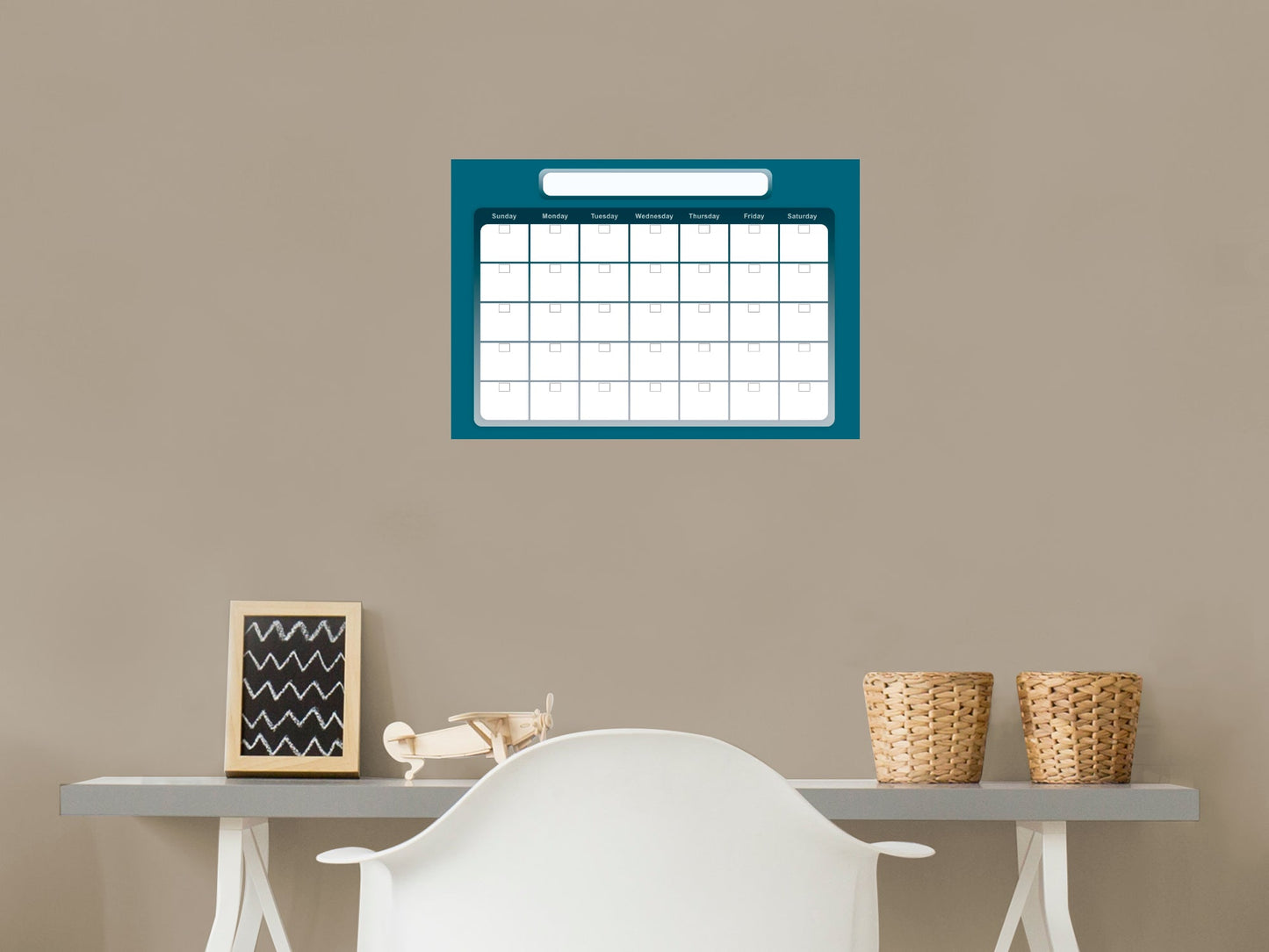 Calendars: All Blue One Month Calendar Dry Erase - Removable Adhesive Decal