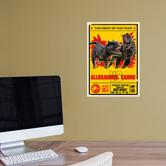 Jurassic World Dominion:  Fight of the Year Poster        - Officially Licensed NBC Universal Removable     Adhesive Decal