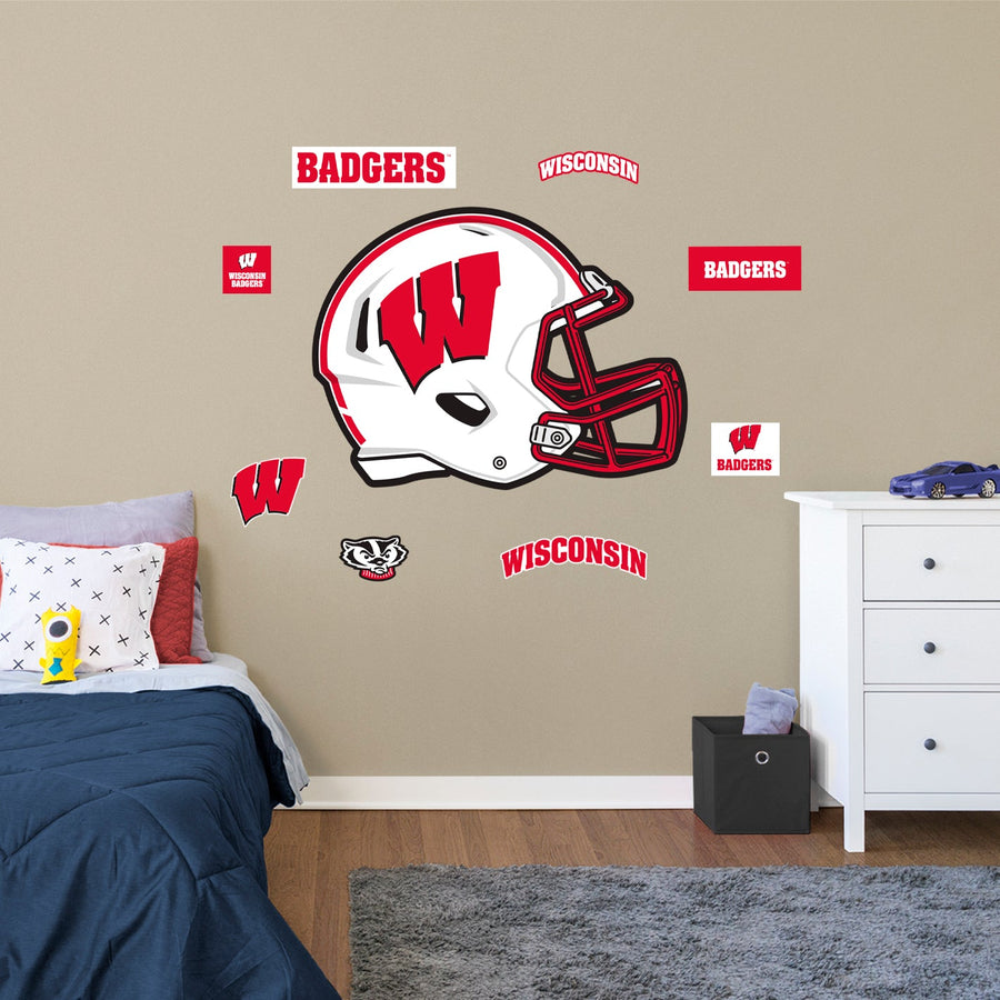 Wisconsin Badgers - RealBig Helmet Art Collection - Official NCAA - Reusable Vinyl Wall Decals