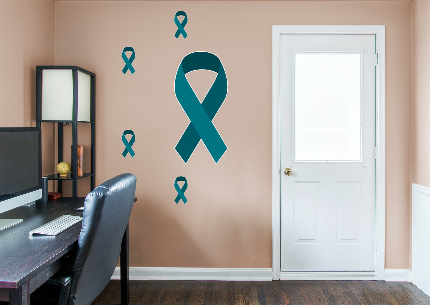 X-Large Ovarian Cancer Ribbon  + 4 Decals (18"W x 38.5"H)