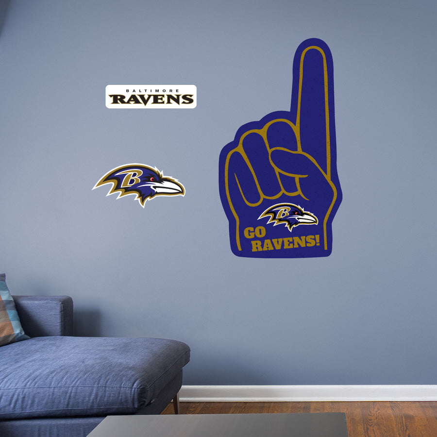 Baltimore Ravens - RealBig Foam Finger Collection - Official NFL - Reusable Vinyl Wall Decals