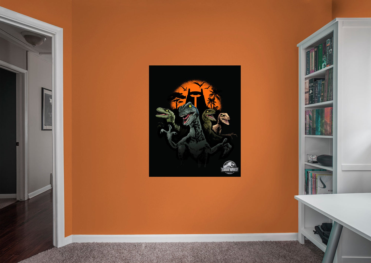 Jurassic World:  Halloween Main Gate Raptors Mural        - Officially Licensed NBC Universal Removable Wall   Adhesive Decal