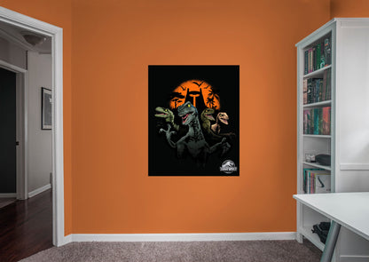Jurassic World:  Halloween Main Gate Raptors Mural        - Officially Licensed NBC Universal Removable Wall   Adhesive Decal