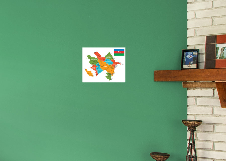 Maps of Asia: Azerbaijan Mural        -   Removable Wall   Adhesive Decal