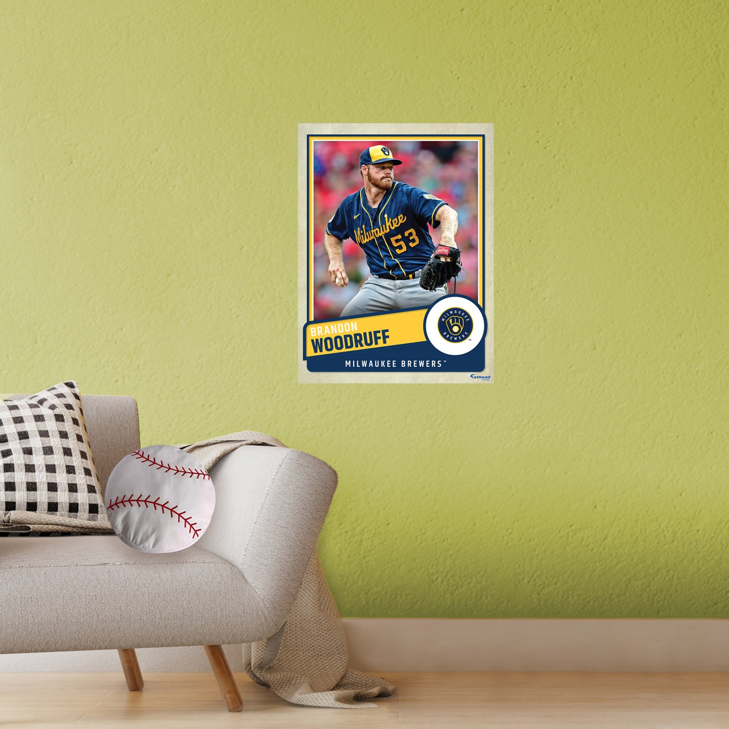 Milwaukee Brewers: Brandon Woodruff  Poster        - Officially Licensed MLB Removable     Adhesive Decal