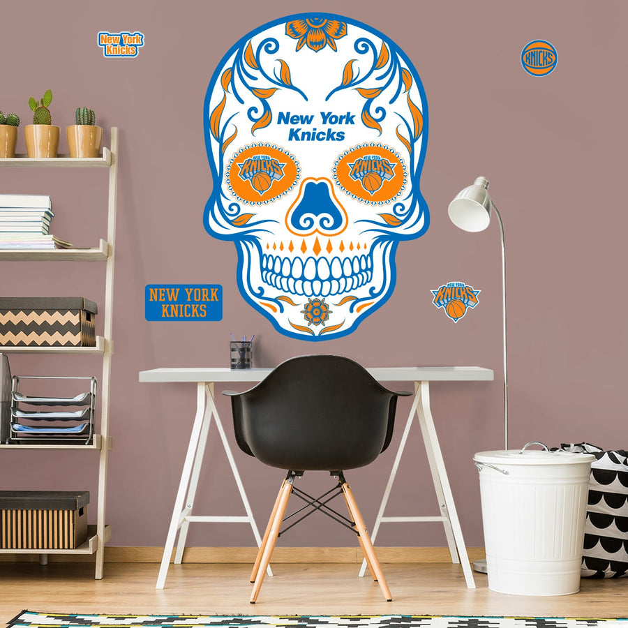 New York Knicks - RealBig Sugar Skull Collection - Official NBA - Reusable Vinyl Wall Decals
