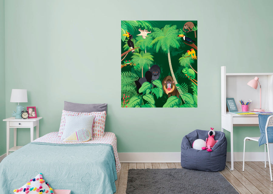 Jungle:  Hidden Mural        -   Removable Wall   Adhesive Decal