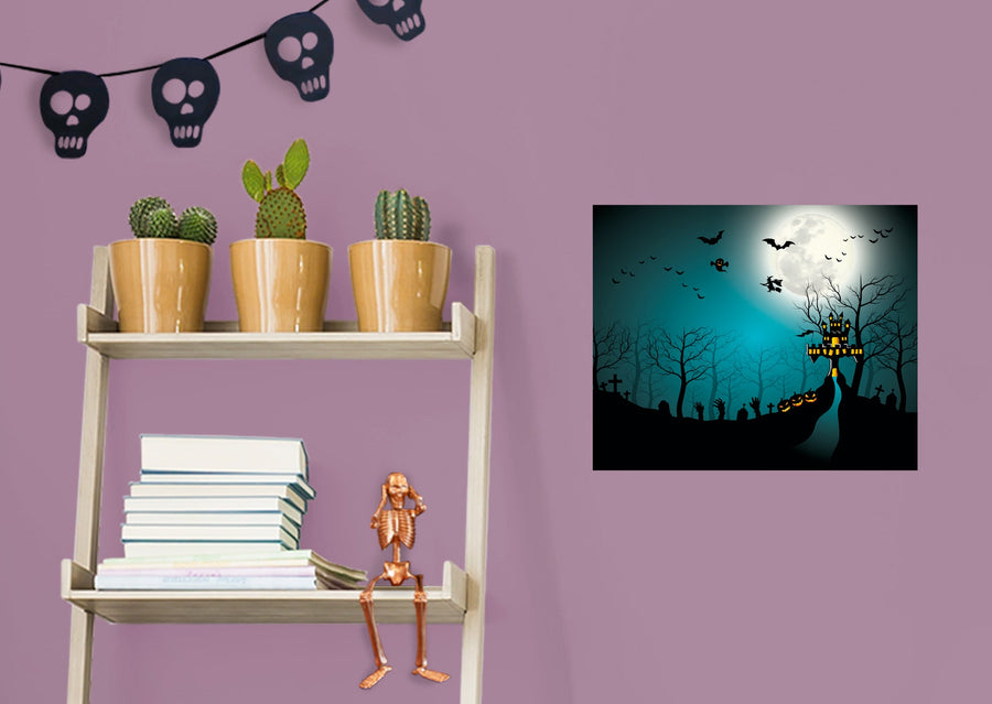 Halloween:  Castle On The Hill Mural        -   Removable Wall   Adhesive Decal