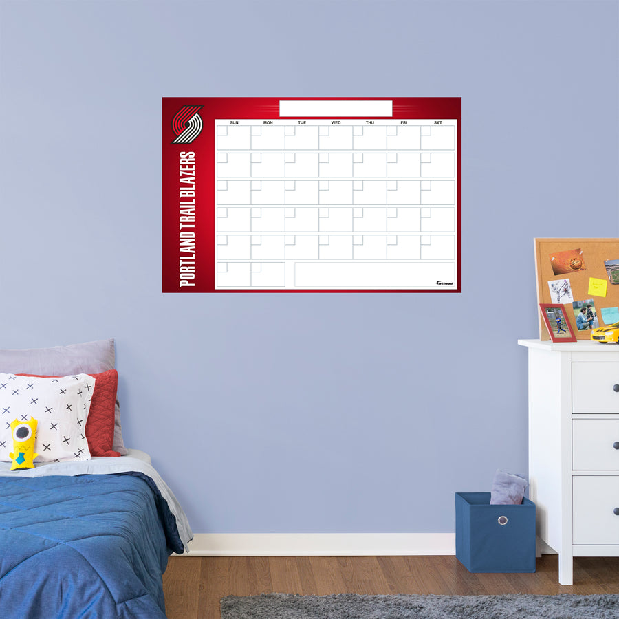 Portland Trail Blazers - Dry Erase Calendar - Official NBA - Reusable Vinyl Wall Decal