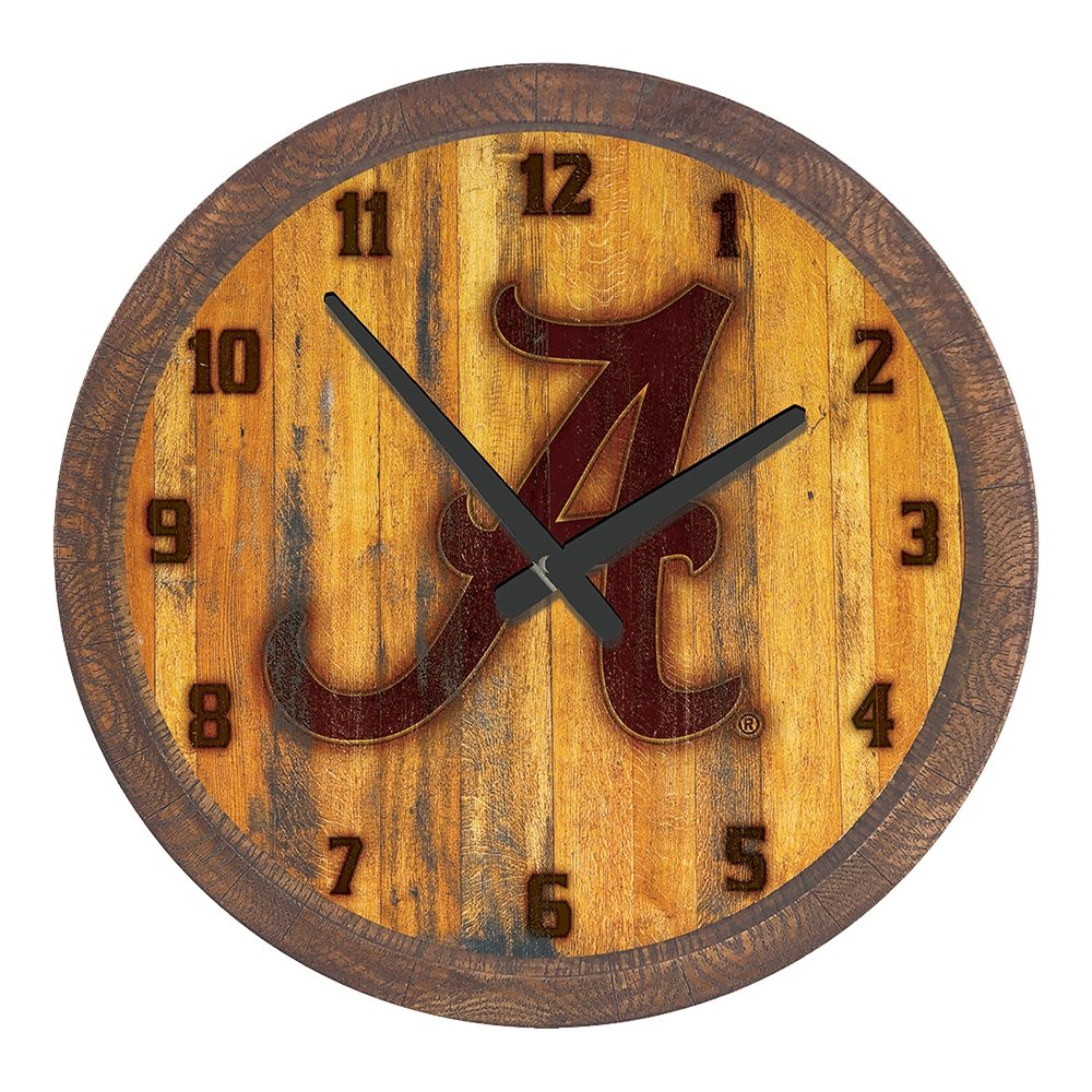 Alabama Crimson Tide: Branded "Faux" Barrel Top Wall Clock - The Fan-Brand