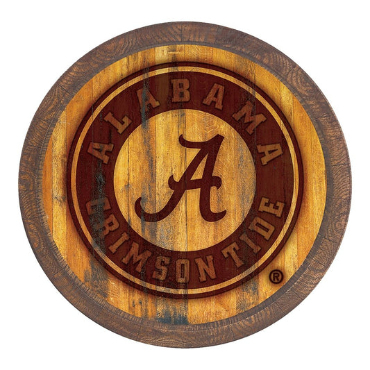 Alabama Crimson Tide: School Seal - Branded "Faux" Barrel Top Sign - The Fan-Brand
