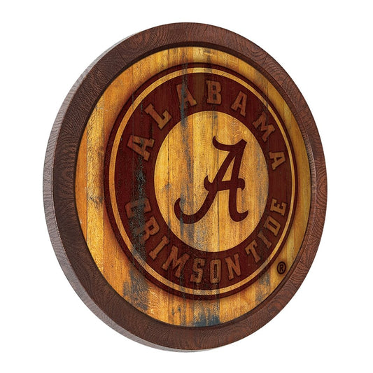 Alabama Crimson Tide: School Seal - Branded "Faux" Barrel Top Sign - The Fan-Brand