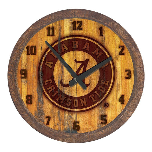 Alabama Crimson Tide: Seal - Branded "Faux" Barrel Top Wall Clock - The Fan-Brand