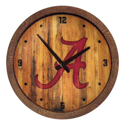 Alabama Crimson Tide: Weathered "Faux" Barrel Top Wall Clock - The Fan-Brand