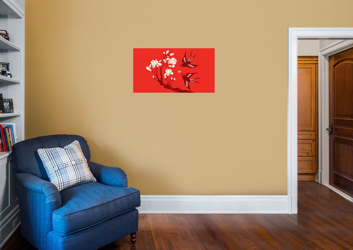 Seasons Decor: Seasons Decor Spring Red Birds Mural        -   Removable Wall   Adhesive Decal