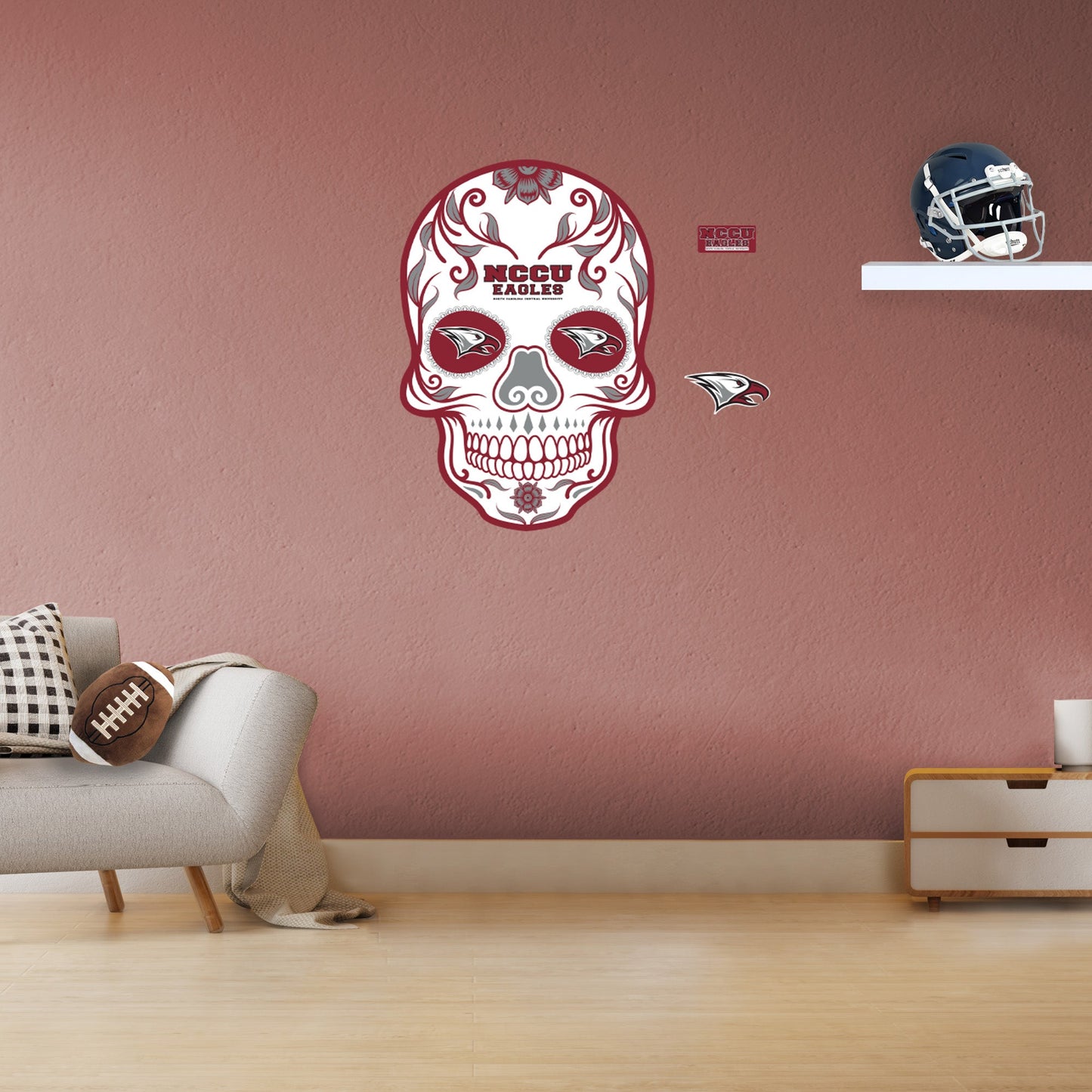North Carolina Central Eagles: Skull - Officially Licensed NCAA Removable Adhesive Decal