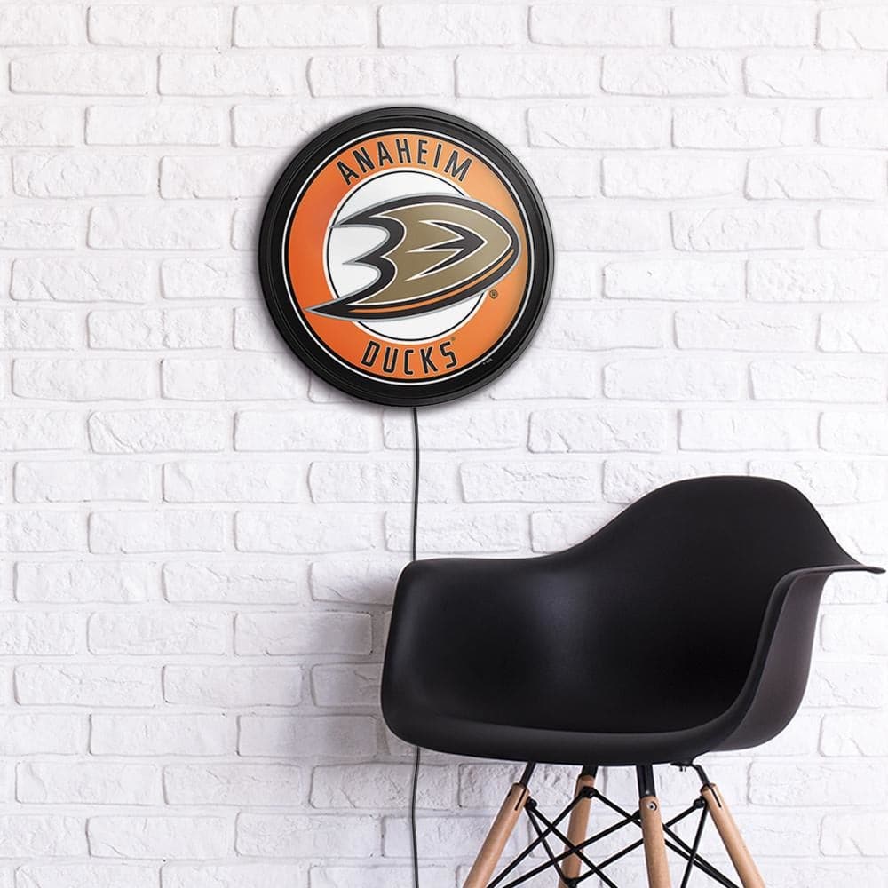 Anaheim Ducks: Round Slimline Lighted Wall Sign - The Fan-Brand