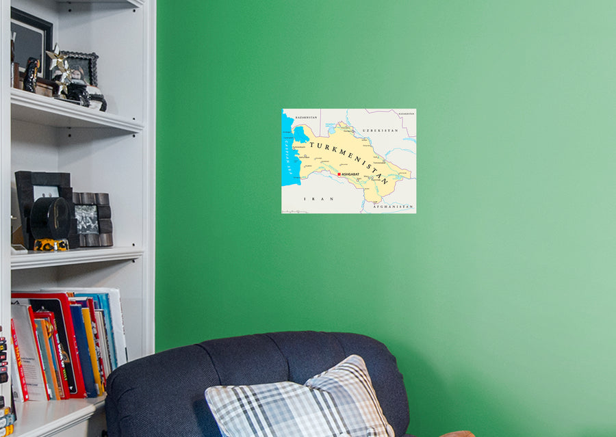 Maps of Asia: Turkmenistan Mural        -   Removable Wall   Adhesive Decal