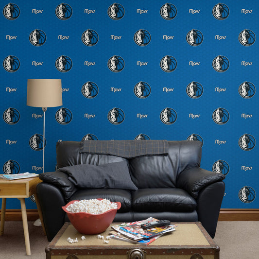 Dallas Mavericks (Blue): Logo Pattern - Officially Licensed NBA Peel & Stick Wallpaper