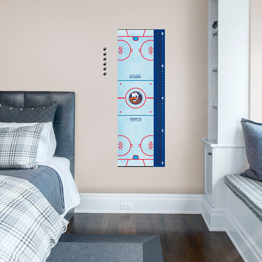 Rink - Growth Chart - Official NHL - New York Islanders - Reusable Vinyl Wall Decal