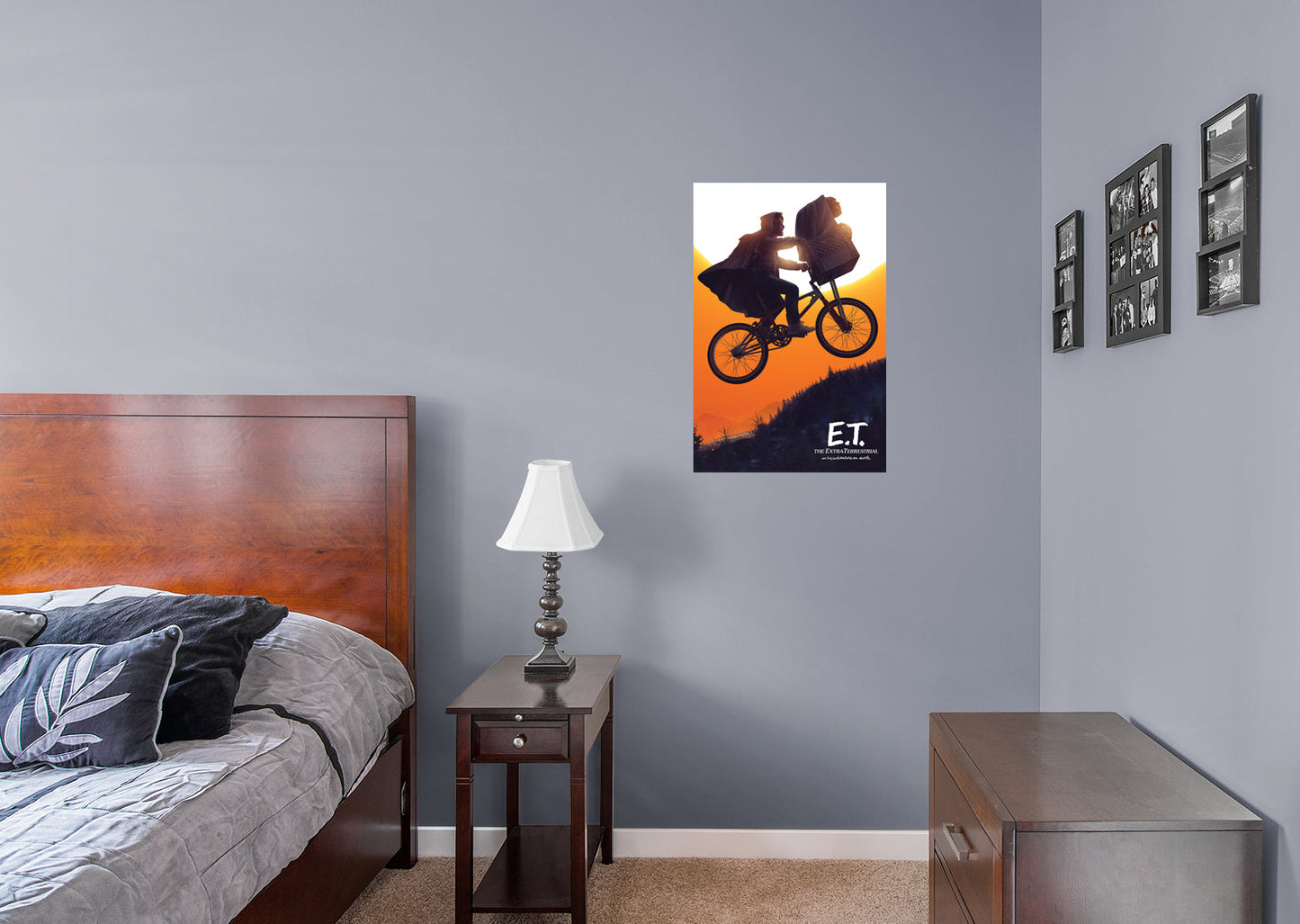 E.T.: E.T. Sunset Bike Flying 40th Anniversary Poster - Officially Licensed NBC Universal Removable Adhesive Decal