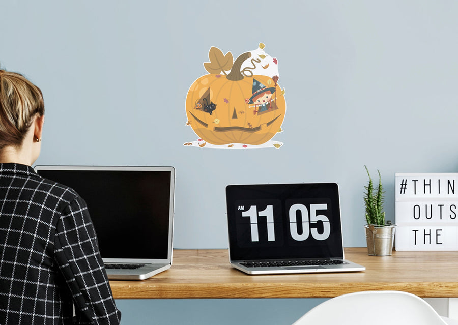 Halloween:  Pumpkin Icon        -   Removable Wall   Adhesive Decal
