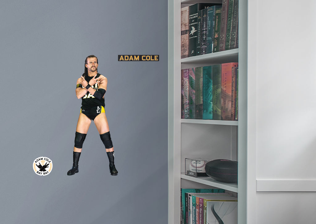 Bring the action of WWE into your home with this set of Adam Cole wall decals! High quality, durable, and tear resistant, you'll be able to stick and move them as many times as you want to create the ultimate wrestling experience.      FEATURES: Thick, high-grade vinyl resists tears, rips & fading. Reusable design is safe for walls. Sticks to most smooth surfaces.   DETAILS: Indoor use. No tape or tacks required. Made in USA.