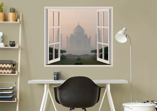 New Wonders: Taj Mahal Misty Instant Windows        -   Removable Wall   Adhesive Decal