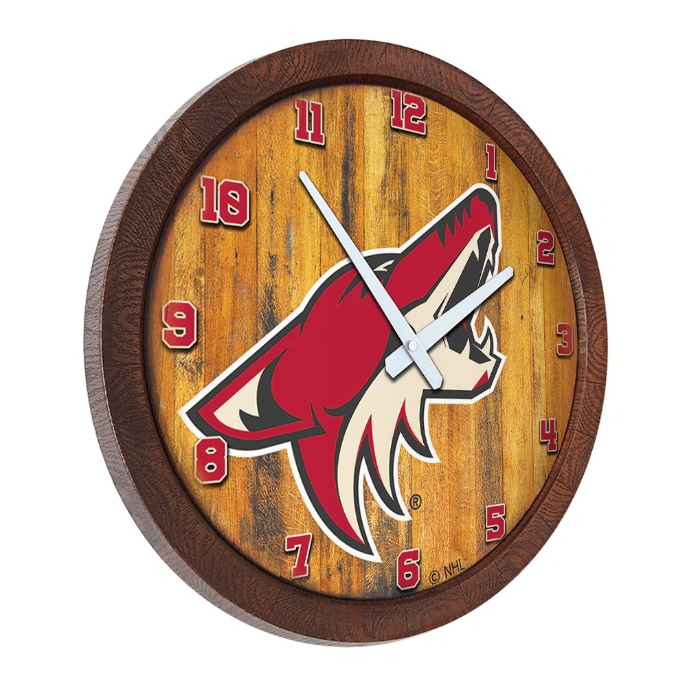 Arizona Coyotes: "Faux" Barrel Top Wall Clock - The Fan-Brand