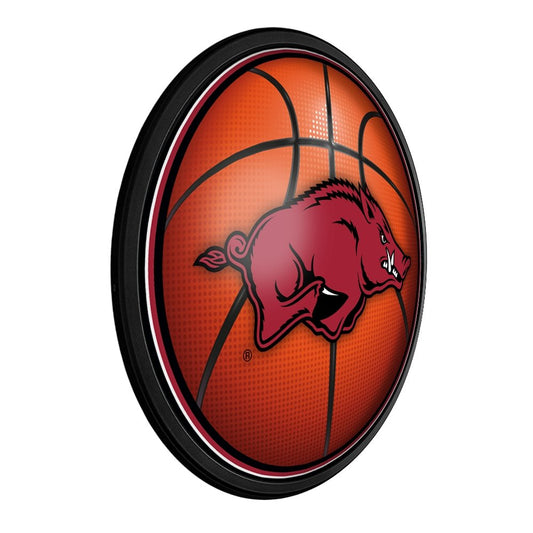 Arkansas Razorbacks: Basketball - Round Slimline Lighted Wall Sign - The Fan-Brand