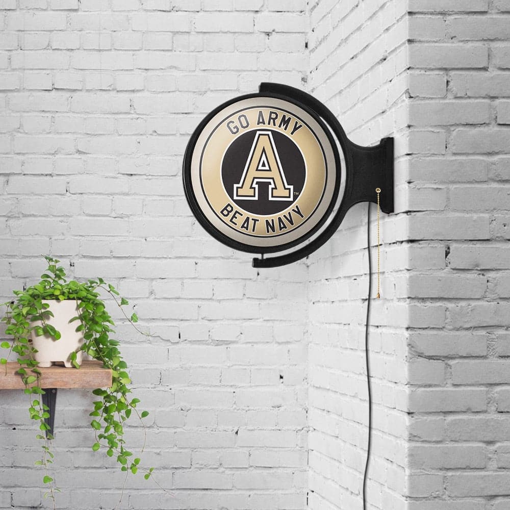 Army Black Knights: Original Round Rotating Lighted Wall Sign - The Fan-Brand