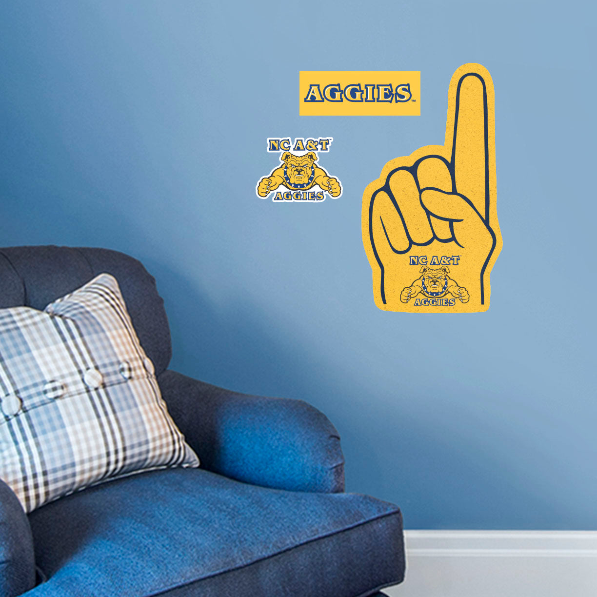 North Carolina A&T Aggies - RealBig Foam Finger Collection - Official NCAA - Reusable Vinyl Wall Decals