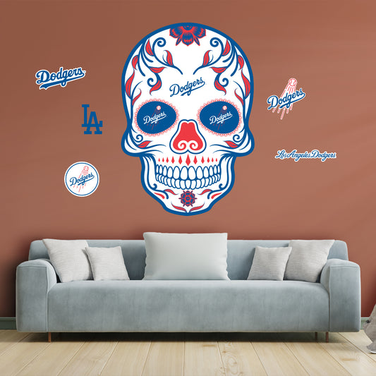 Los Angeles Dodgers:   Skull        - Officially Licensed MLB Removable     Adhesive Decal