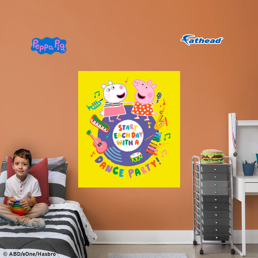 Peppa Pig:  Dance Party Poster        - Officially Licensed Hasbro Removable     Adhesive Decal