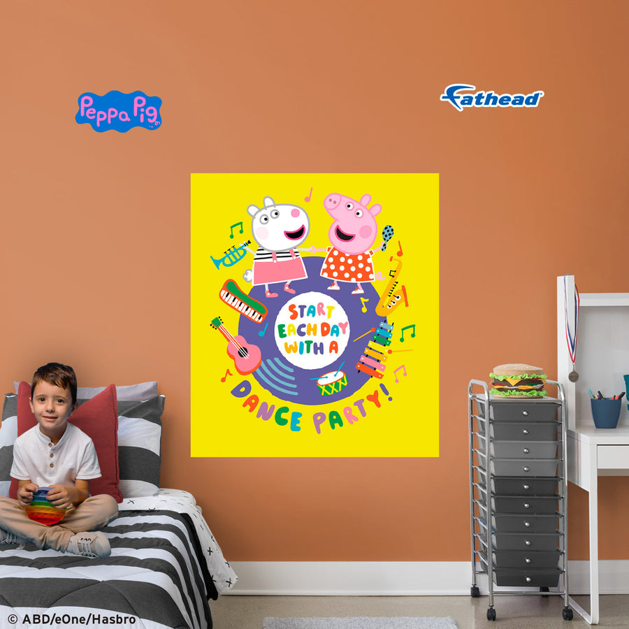 Peppa Pig - Dance Party - Peel & Stick Poster - Official Hasbro - Peppa Pig - Reusable Vinyl Wall Decal